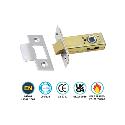 Alternative view of Architectural Tubular Latch Ce / Fd / Certifire - Hang Up Box 63mm Matt Black/Brassed  and Chrome/Satin Chrome -Each