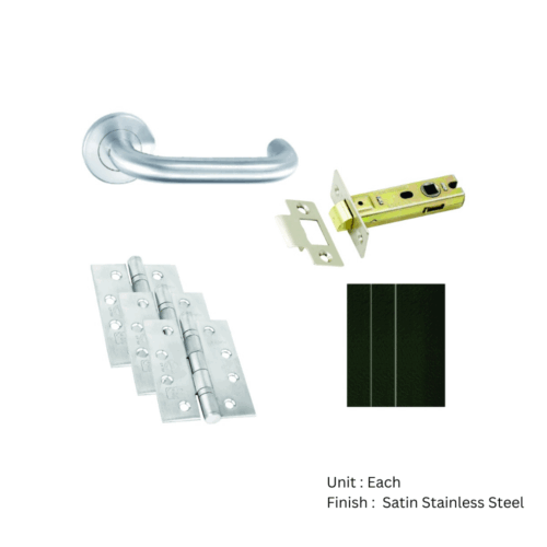 Alternative view of Stainless Steel Fire Door Pack Rtd C/W Intumesce 75mm Latch And 3pcs Ce13 100mm Hinges Other Satin Stainless Pack