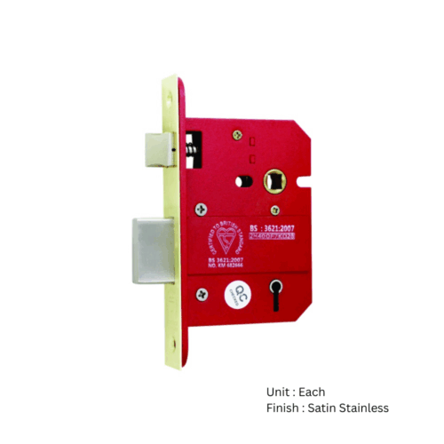 Alternative view of Bs3621 5 Lever Sash Lock  66mm, 76mm - Satin Stainless and Satin Brass - Each