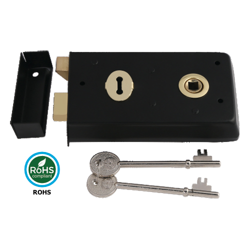 Alternative view of Narrow Style Rim Lock 140 X 76mm With Different Finish Each