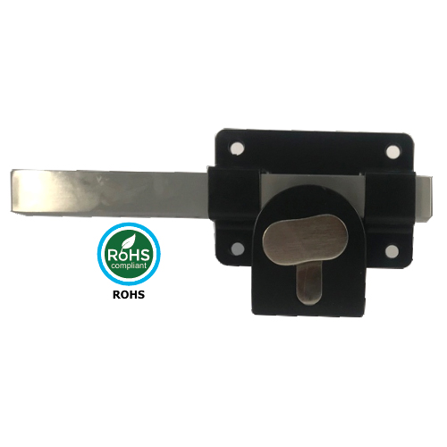 Alternative view of Long Throw Euro Cylinder Gate Lock Single C/W Key & Turn Cyl  Epoxy Black Each
