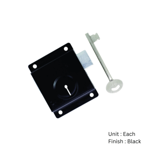 Alternative view of Contract Press Lock C/W 1 Key 65mm Epoxy Black Each