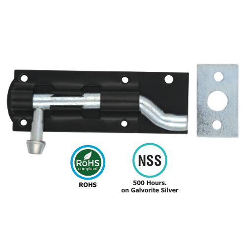 Alternative view of Necked Tower Bolt - Prepack Epoxy Black and Galvorite Silver Finish with Different Sizes Each