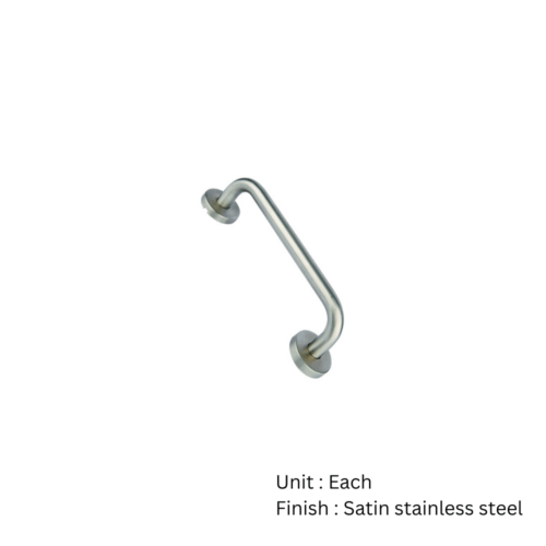Alternative view of Stainless Steel Round Bar Pull Handle  C/W Rose - Brass Insert 225 X 19mm Satin Stainless Each
