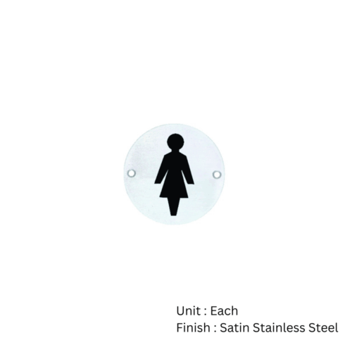 Alternative view of Stainless Steel Circular Sign - Female 76mm Satin Each