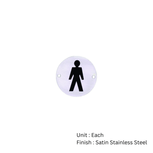 Alternative view of Stainless Steel Circular Sign - Male 76mm Satin Each