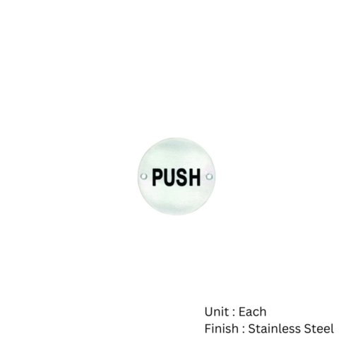 Alternative view of Stainless Steel Circular Sign - Push 76mm Satin Each