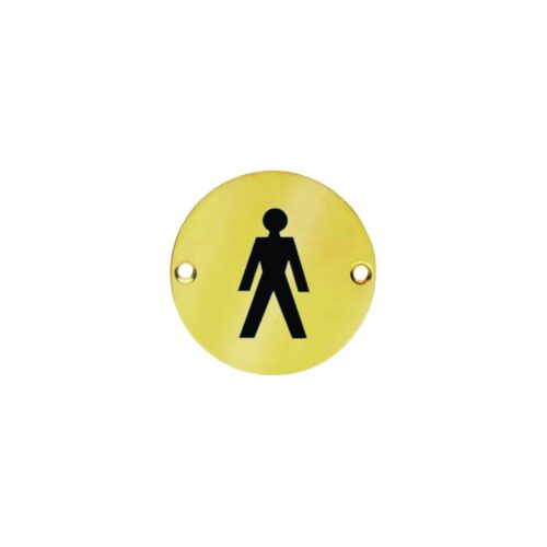 brass male restroom sign 76mm