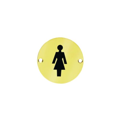 brass female restroom sign 76mm