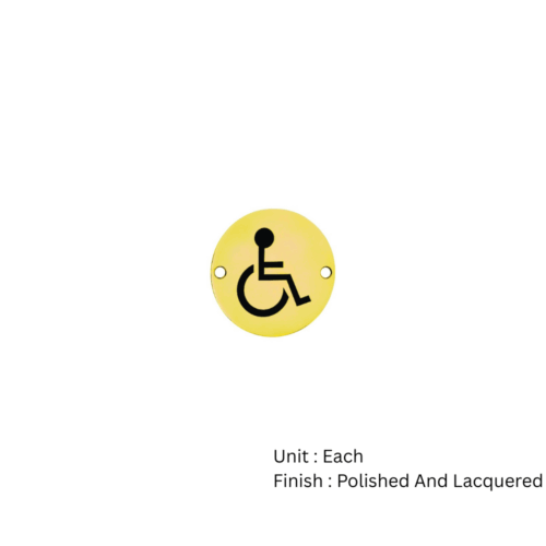 Alternative view of Brass Circular Sign - Disabled 76mm Polished And  Lacquered Each