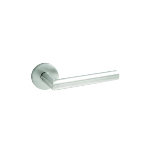 Stainless Steel Round Rose Latch - Mitred Satin Stainless Set