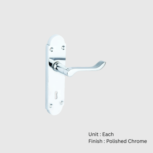 Alternative view of Shaped Scroll Lock Furniture (Carisbrooke) To En1906 (Pt3)  Polished Chrome Set