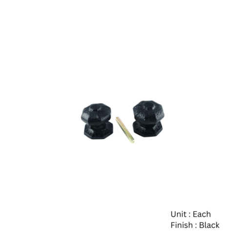 Alternative view of Black Antique Octagonal Mortice Knob Furniture  66mm Epoxy Black Set