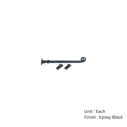 Alternative view of Black Antique Casement Stay - Curly  250mm Epoxy Black Each