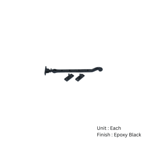 Alternative view of Black Antique Casement Stay - Solid Pattern 250mm Epoxy Black Each