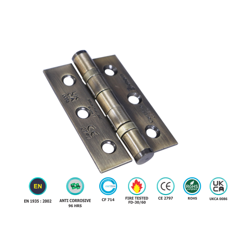 Alternative view of Mild Steel 2 Ball Bearing Hinge - CE7 - Pair 76 X 51mm with Multiple Finish
