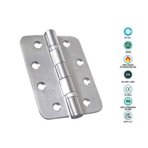 Alternative view of Stainless Steel Ball Bearing Hinge - Pair - CE13 Radius Corner 100 X 76 X 3mm with Satin and Polished Finish
