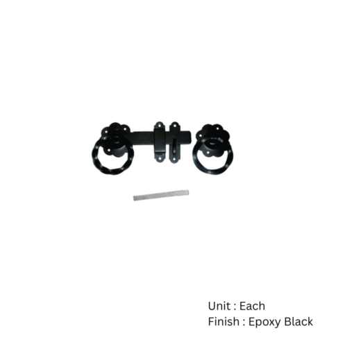 Alternative view of Ring Gate Latch - Twisted Ring  150mm Epoxy Black Set