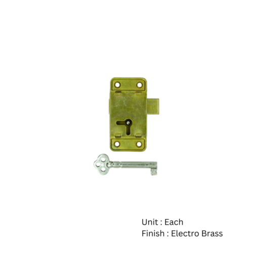 Alternative view of Wardrobe Lock C/W 1 Key 55mm Electro Brass Each