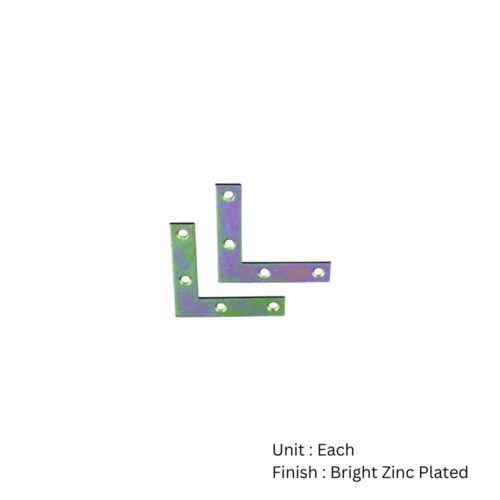Alternative view of Corner Plate Bright Zinc Plated with Different Sizes Pack