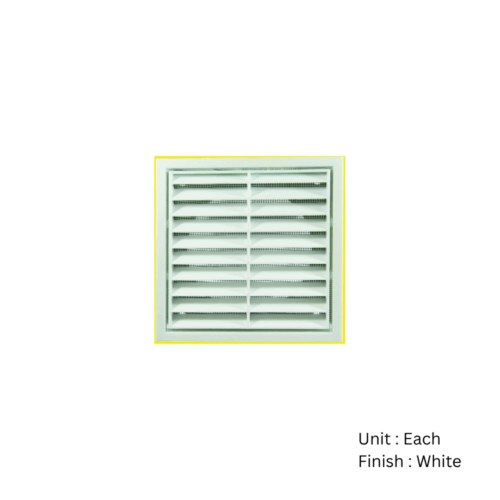 Alternative view of Fixed Vent For 100mm Duct C/W Flyscreen 140mm X 140mm White Pvc Each