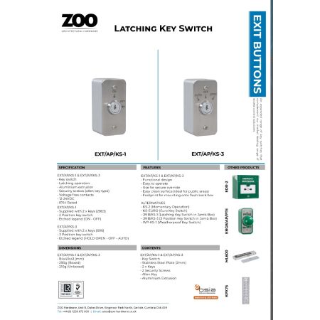 Alternative view of Key Switch On/Off Latching in Stainless Steel Plate c/w Shrouded Back Box