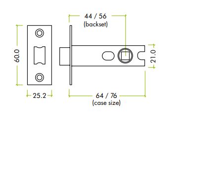 Alternative view of Tubular Latch (Knobs) Architectural 45° Travel Radius 76mm with SSS Forend Durable Internal Door Latch Smooth Operation