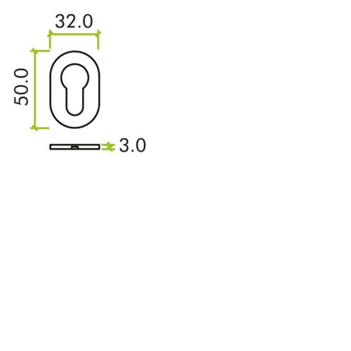 Alternative view of Euro Profile Escutcheon Rosso Mini 50 x 32 x 3 with Different Finish-Fixings Included