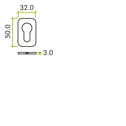 Alternative view of Euro Profile Escutcheon Rosso Mini Squircle 50 x 32 x 3 Different Finish Fixings Included