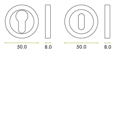 Alternative view of Euro and Key Profile Escutcheon 50mm x 8mm Satin Finish Fixings Included