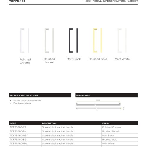 Alternative view of Top Drawer Fittings Square Block 160mm Cabinet Pull Handle