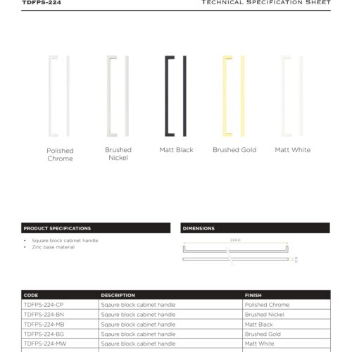 Alternative view of Top Drawer Fittings Square Block 224mm Cabinet Pull Handle