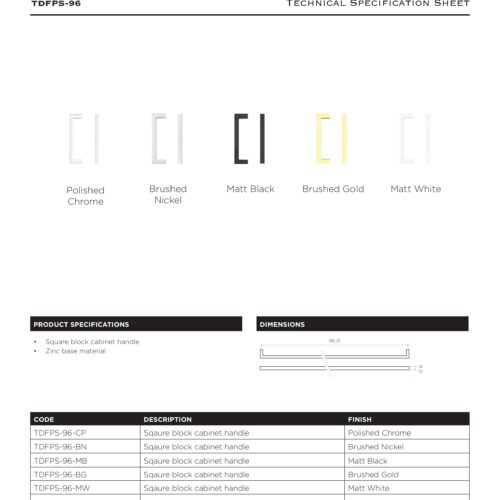 Alternative view of Top Drawer Fittings Square Block 96mm Cabinet Pull Handle