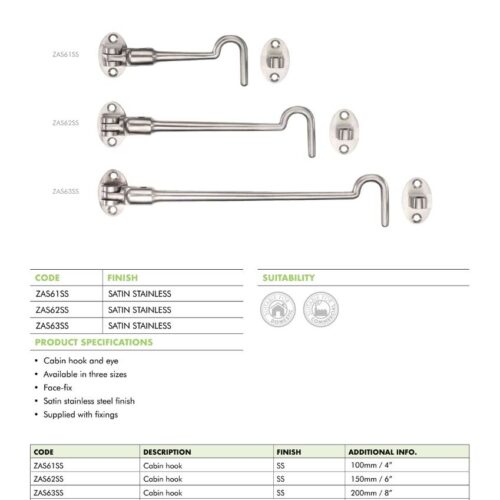 Alternative view of Cabin Hook 100mm Durable Latch for Doors, Windows, Gates, and Sheds