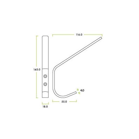 Alternative view of Hat & Coat Hook – 180mm Heavy Duty