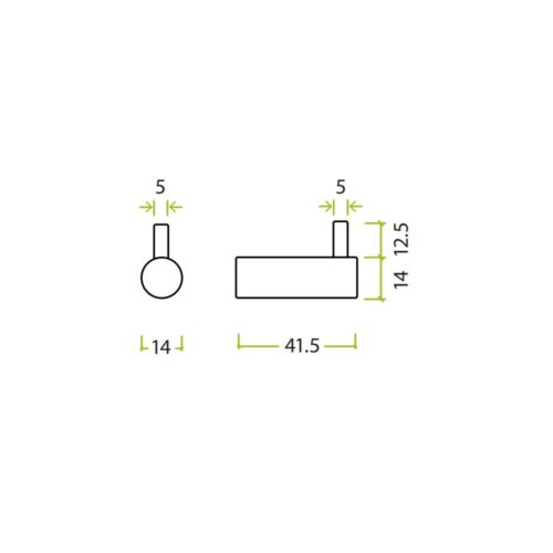 Alternative view of Wall Hook Single Coat – Without Rose Plate