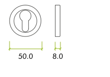 Alternative view of Standard Profile Escutcheon on 50mm x 8mm Round Sprung Rose Sleek Modern Door Keyhole Cover