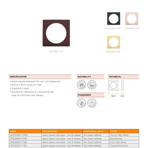 Alternative view of Spare Square Rose Turn and Release Replacement for Door Locks and Handles