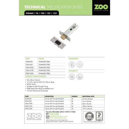 Alternative view of Heavy Duty Tubular Deadbolt 76mm Complete with SSS Forend Strong Secure Door Lock