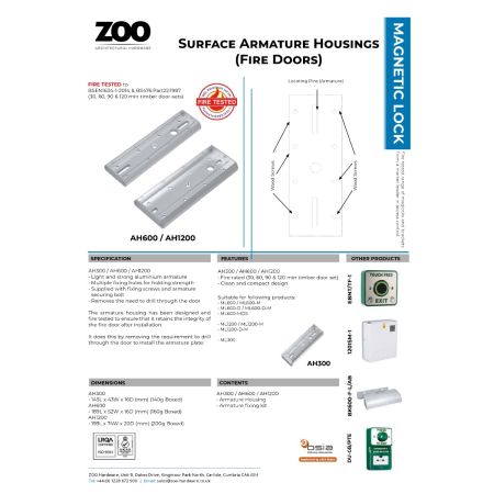 Alternative view of Armature Housing for Outward Opening Doors – ML1200 Maglock Range