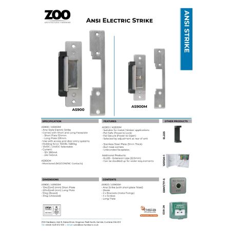 Alternative view of ANSI Unmonitored Electric Strike 12/24VDC Selectable Fail Safe/Secure with Short & Long Face Plates