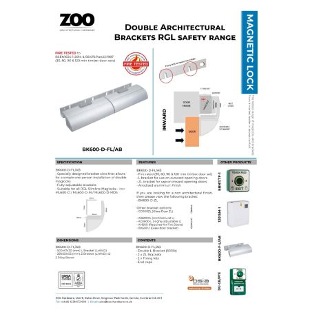 Alternative view of Architectural Double Z & L Bracket with Cover Plates for ML600 Range of Maglocks