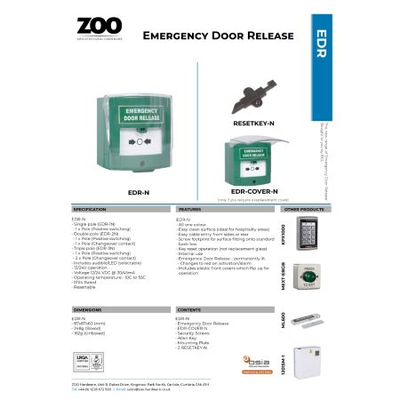 Alternative view of Resettable Illuminated Emergency Release Button with Front Cover – Double Pole Voltage