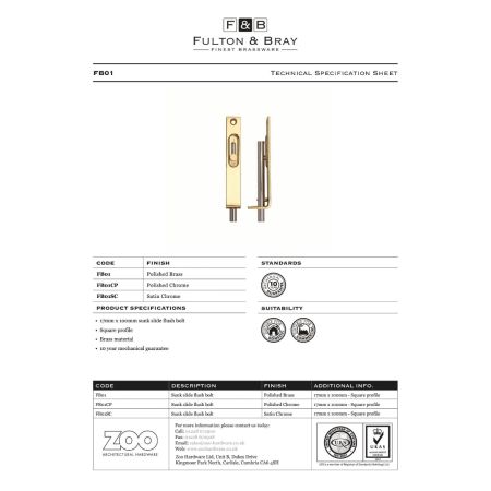 Alternative view of Sunk Slide Flush Bolt 17 x 100mm