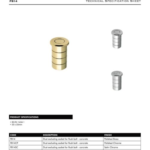 Alternative view of Dust Socket for Flush Bolts - Concrete 20mm dia. x 38mm
