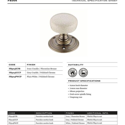 Alternative view of Porcelain Mortice Knob Classic White Door Handle Durable Ceramic Fitting for Traditional and Modern Interiors