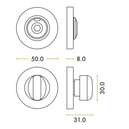 Alternative view of Turn and HEX Release with Indicator – 52mm Rose