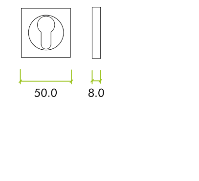 Alternative view of Square Euro Profile Escutcheon 50mm Screw On Rose Satin Finish Fixings Included