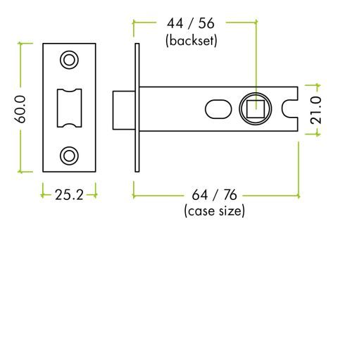 Alternative view of Project Tubular Latch 64mm Bolt Through Heavy Duty Internal Door Latch Smooth Reliable Operation Durable Hardware