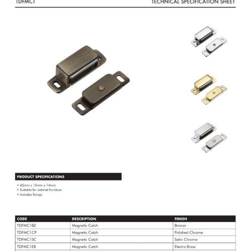 Alternative view of Magnetic Catch 45 x 15 x 14mm Strong Cupboard Door Catch Durable Cabinet Closure Hardware